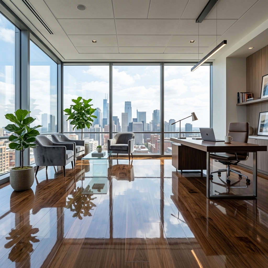 Office Hardwood Floor Buffing - After